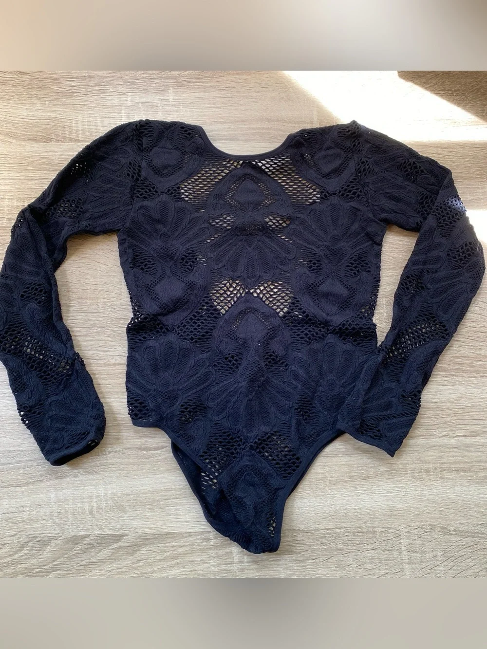 Zara Long-Sleeve Boatneck Sheer Bodysuit Black XS